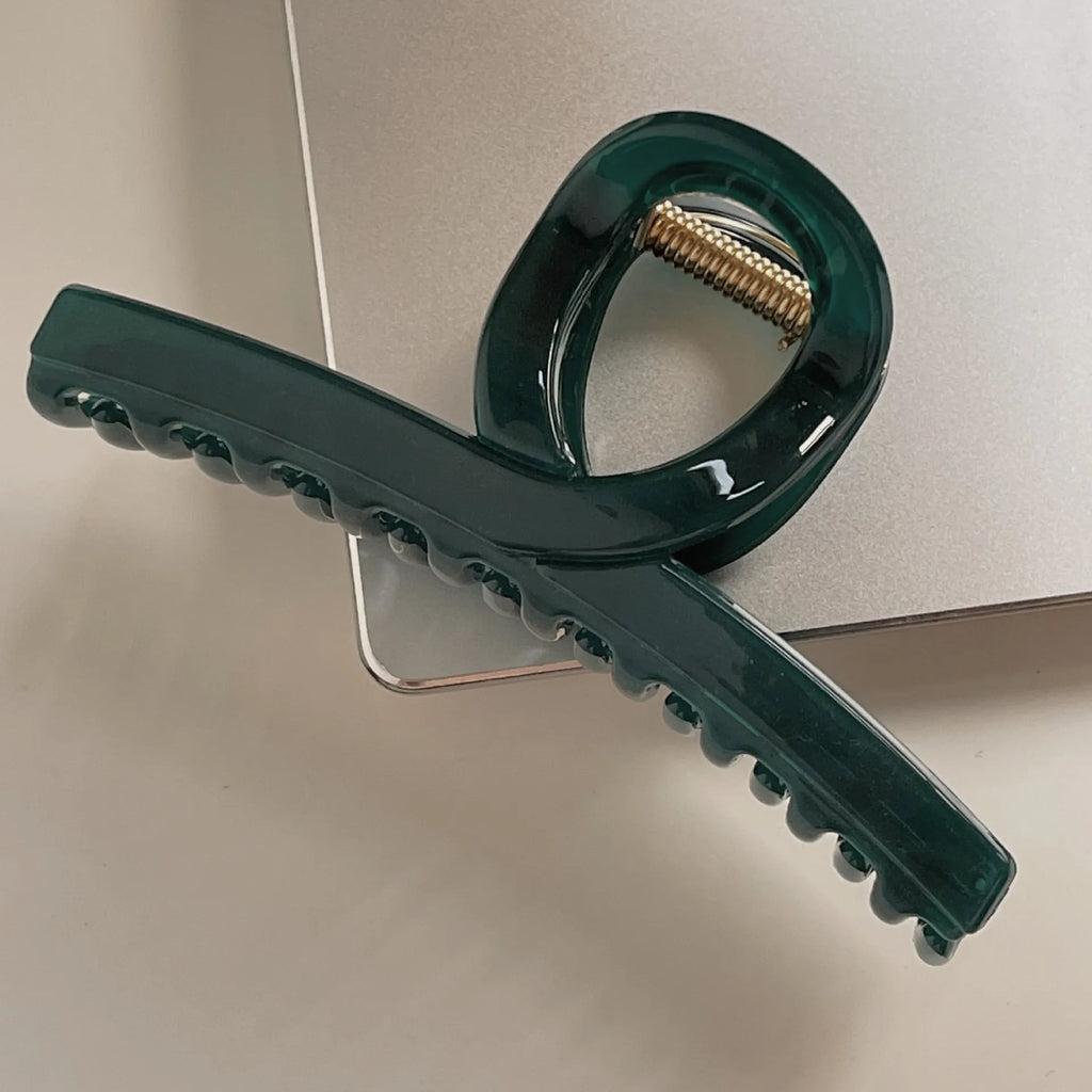 Vintage Shark Clip Elegant French Disc Hairpin Grab Clip Large Girls Women Headwear Hair Styling Tools Accessories Quake 6 dark green