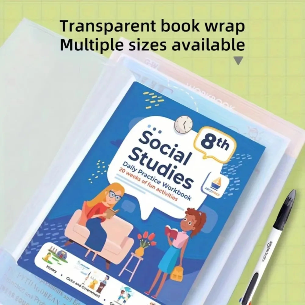 10PCS A4/16K/A5 Plastic Book Cover Self-Adhesive Closure Wear-Resistant Transparent Book Cover Waterproof Quake