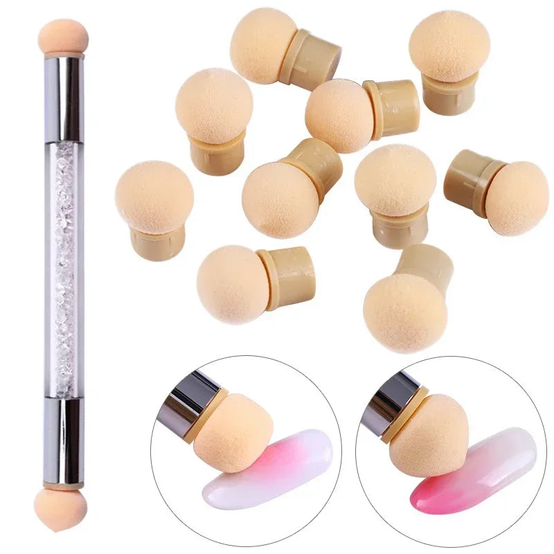 Heads Gel Polish Color Sponge Replacement Nails Art Gradient Brush Glitter Powder Dotting Pen For Manicure Accessories Tools Quake