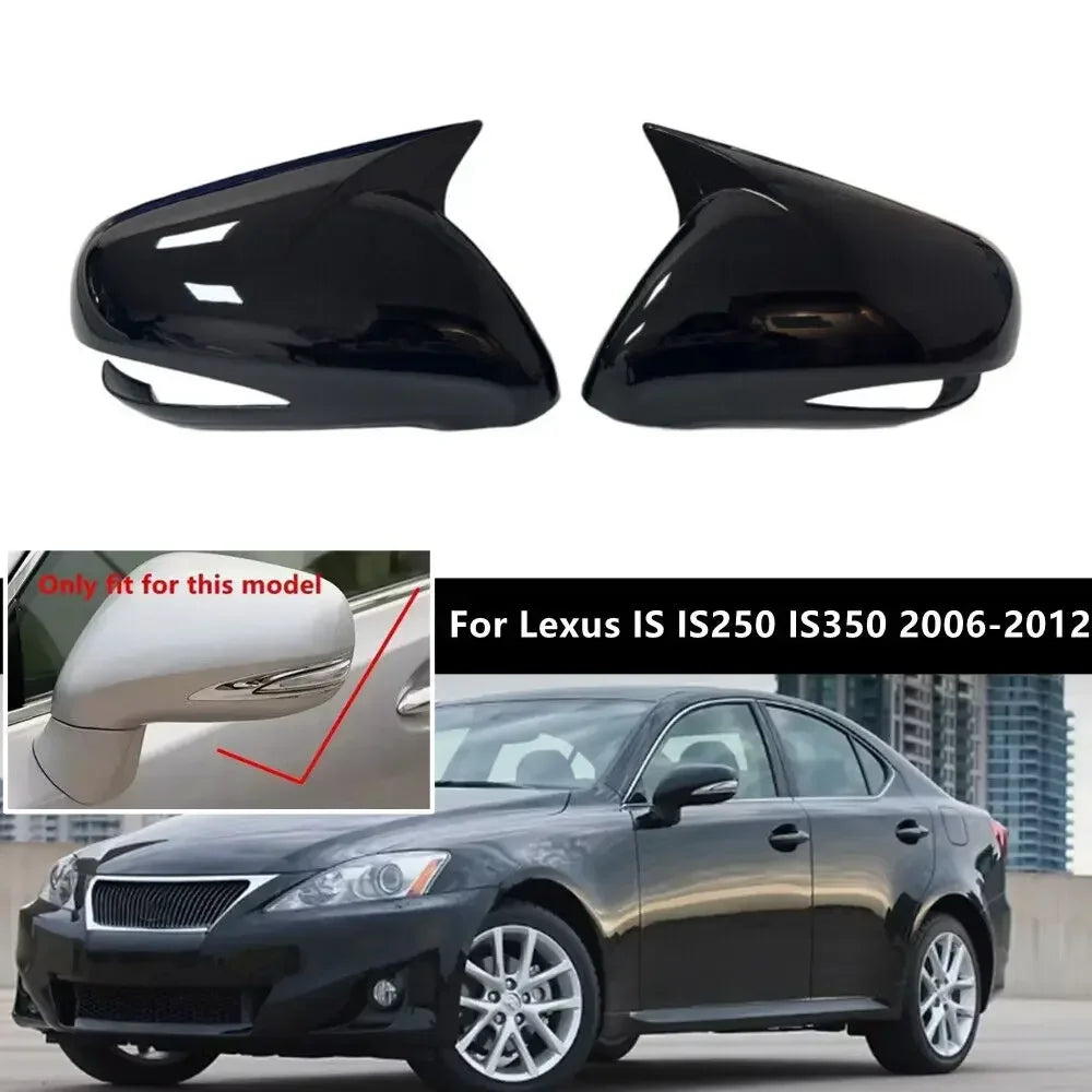 For LHD Lexus IS350 IS250 ES350 2008-2012 Car Sticker Rearview Side Mirror Cover Wing Cap Exterior Door Rear View Case Trim ABS Quake Carbon
