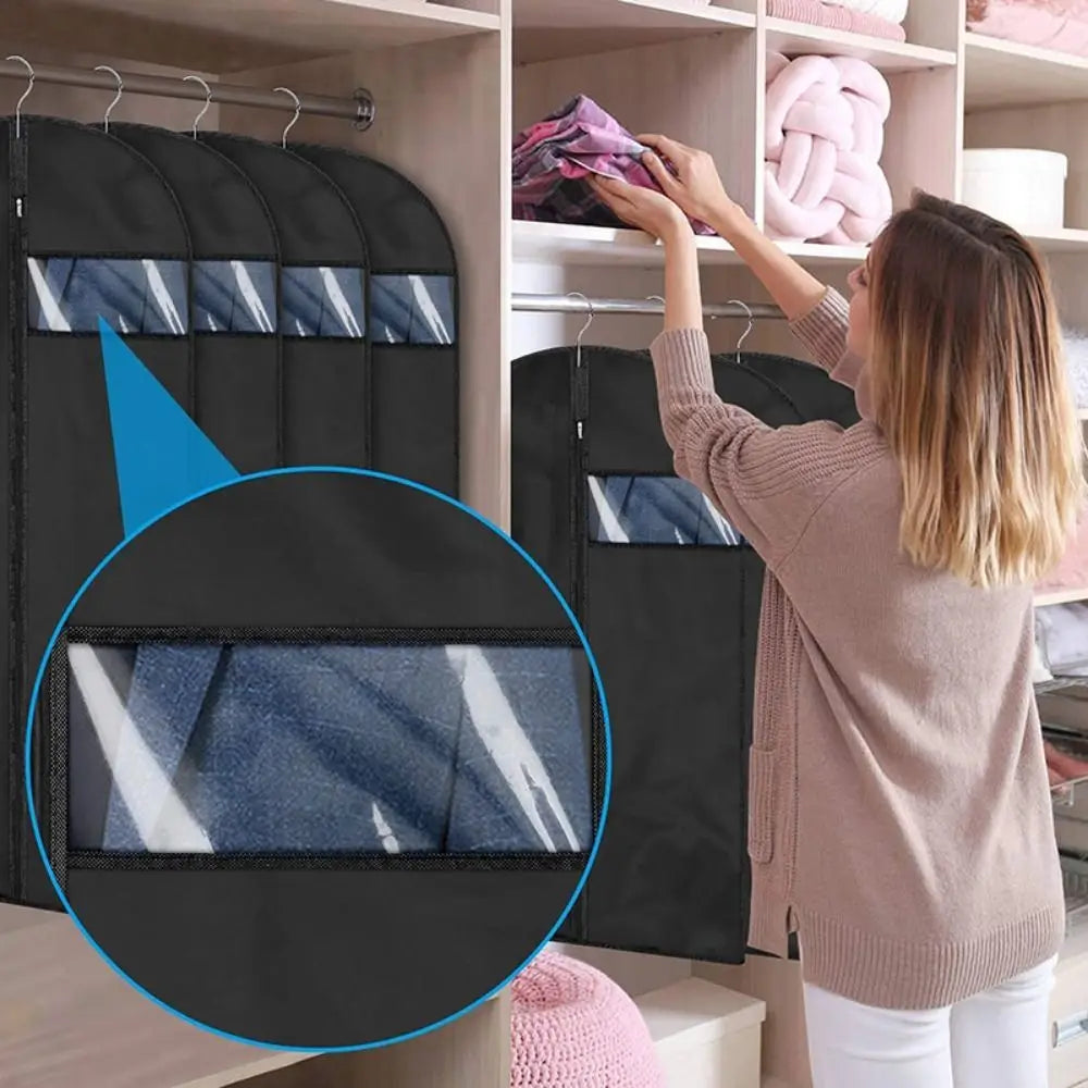 Dustproof Clothing Covers Waterproof Clothes Dust Cover Coat Suit Dress Protector Hanging Garment Bags Closet Organizer Quake