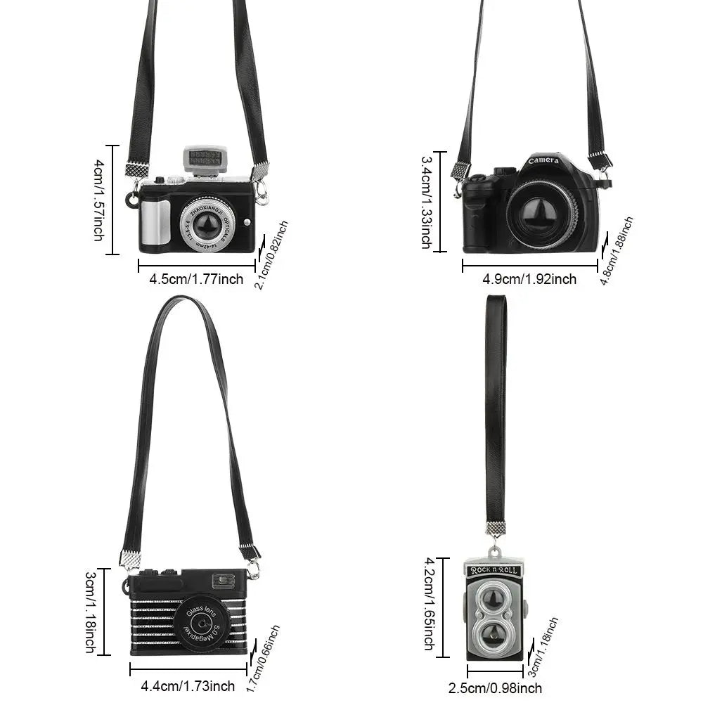 Fashion Mini SLR Dollhouse Accessories Digital Camera Model Miniature Dolls Camera With Black Belt Shutter And Flash Quake