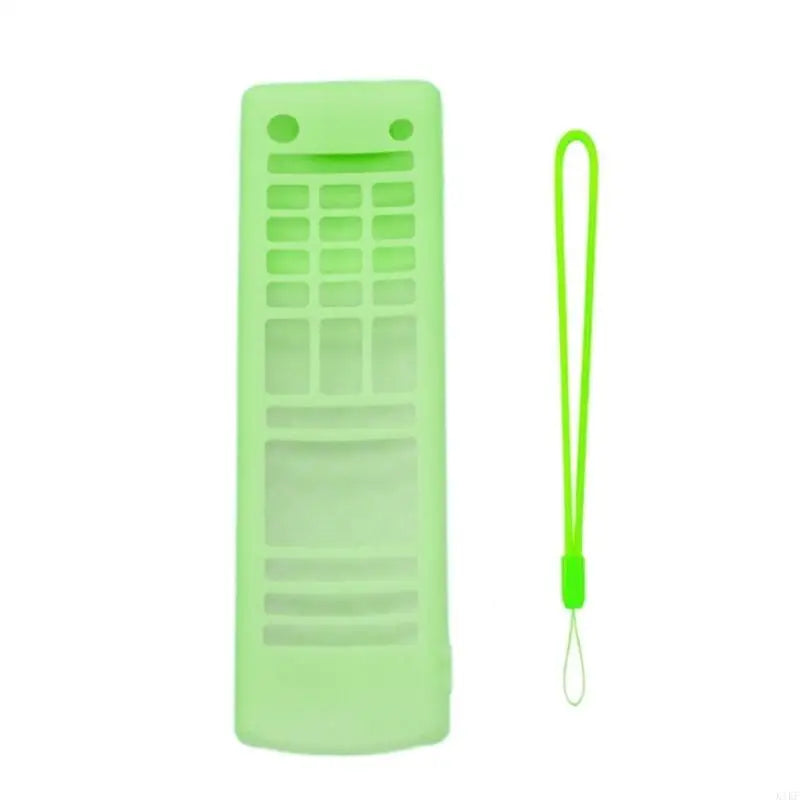Remote Sleeve Skin for AKB76037601 with Silicone Construction, Patterned Back Texture, Control Openings, and Lanyard Strap K1KF Quake Glowing Green CN No plug