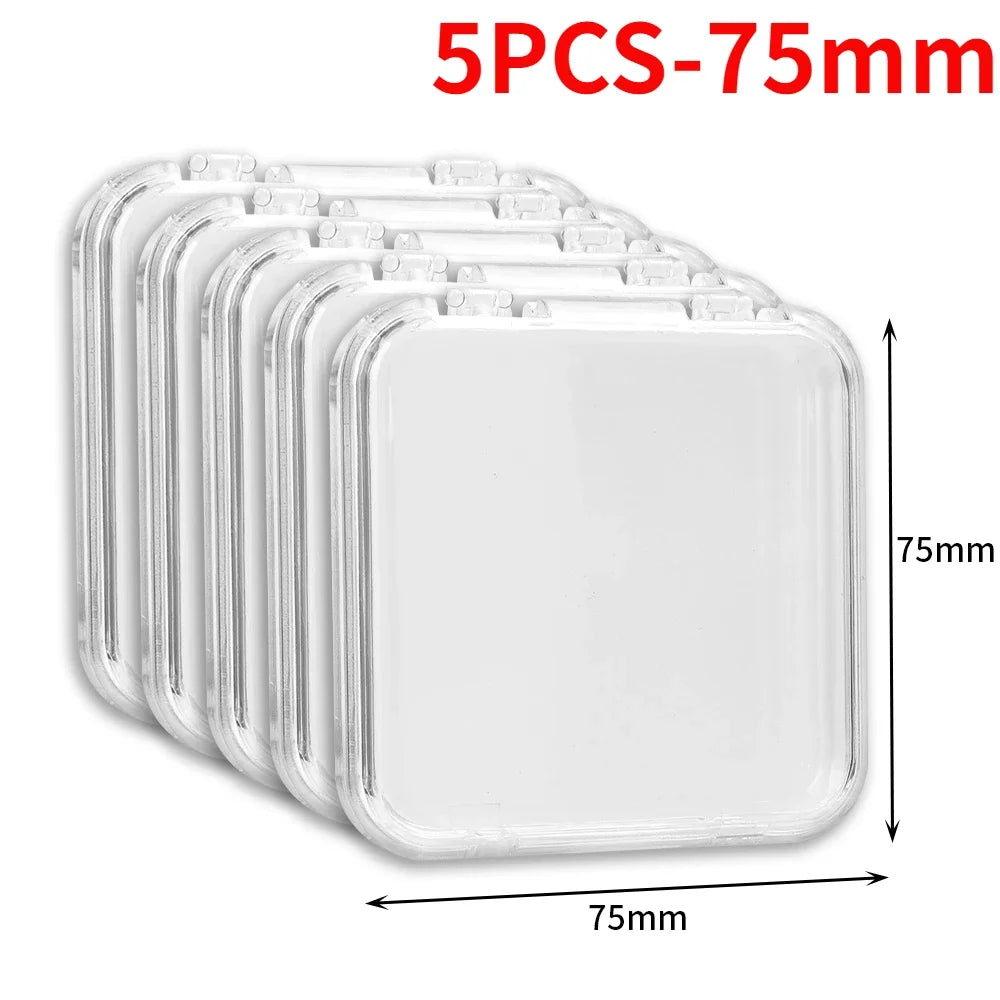 10/1PCS Transparent Acrylic Storage Box Portable Square Nail Container Jewelry Earring Rings Bracelet Badge Nail Packaging Case Quake 5PCS-75mm