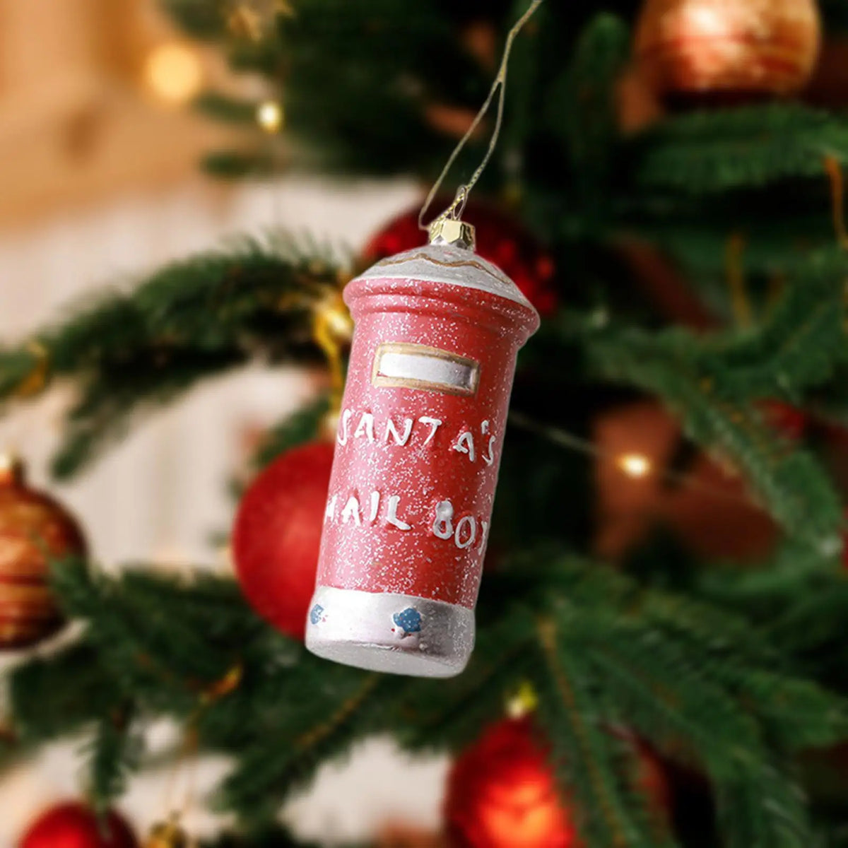 Santa Mailbox Christmas Ornament Mail Box Creative Decorative Xmas Tree Decor for Celebration Holiday Party Wreath Garland Porch Quake