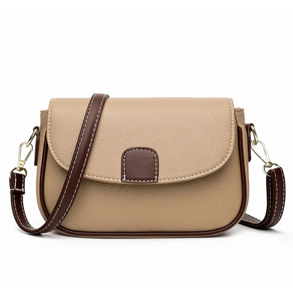 Brand Design PU Leather Handbags Women Fashion Simple Crossbody Bags Ladies Luxury Advanced Sense Shoulder Bag Quake khaki