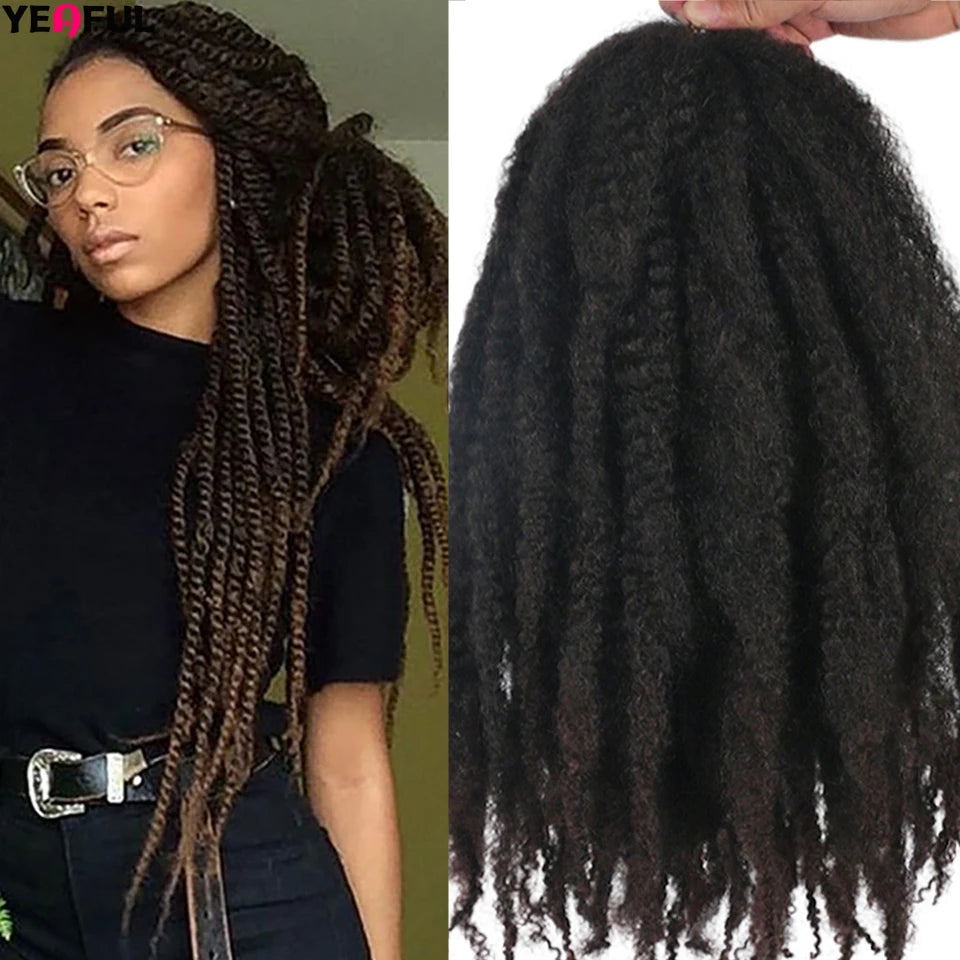 Yeaful 18 Inch Synthetic Marley Twist Braiding Hair Red Black Brown Ginger Bug Blonde #4 Pre Looped Marley Twists Crochet Hair Quake T1B 33 Color 18inches 3Pcs/Lot