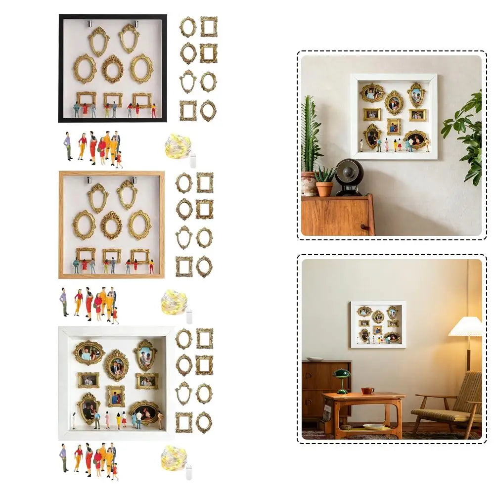DIY Mini Museum Silhouette Box Miniature Museum Shaped Box Decorative Piece Gold Frames for Anniversary Wedding Gift Quake