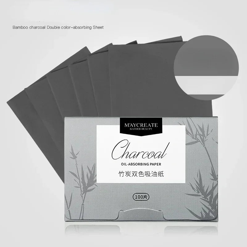 100Pcs Face Oil Blotting Paper Protable Face Wipes Facial Cleanser Oil Control Oil-absorbing Sheets Blotting Tissue Makeup Tools Quake Bamboo charcoal