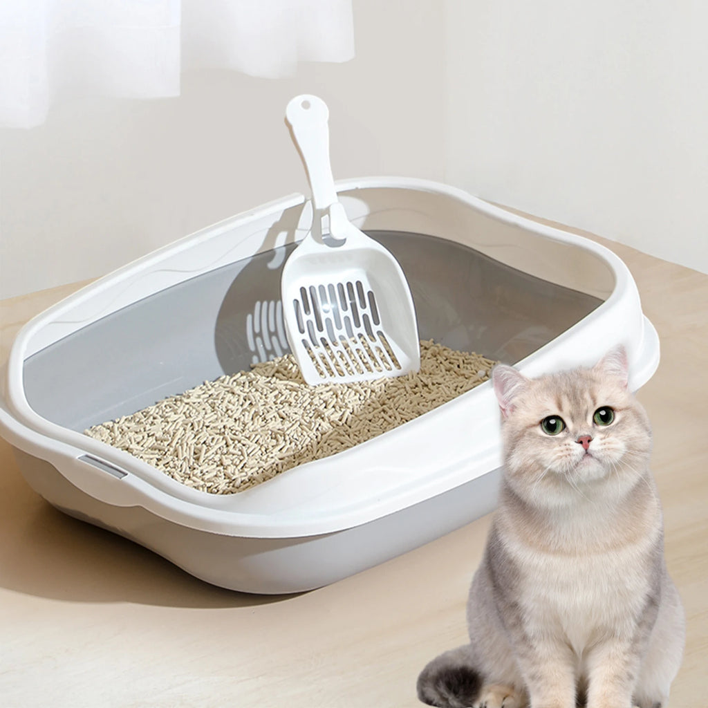 Semi-enclosed Litter Box Spatter-proof Cat Toilet Large Kitten Cleaning Supplies Large Cat Poop Bowl Pet Bupplies Quake