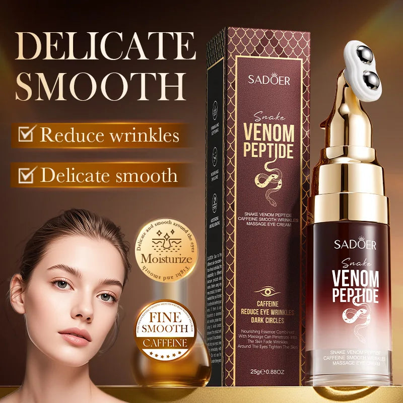 SADOER Snake Venom Peptide Caffeine Anti Wrinkle Massage Eye Cream Anti Dark Circles Anti-Aging Moisturizing Eyes Skin Care Quake