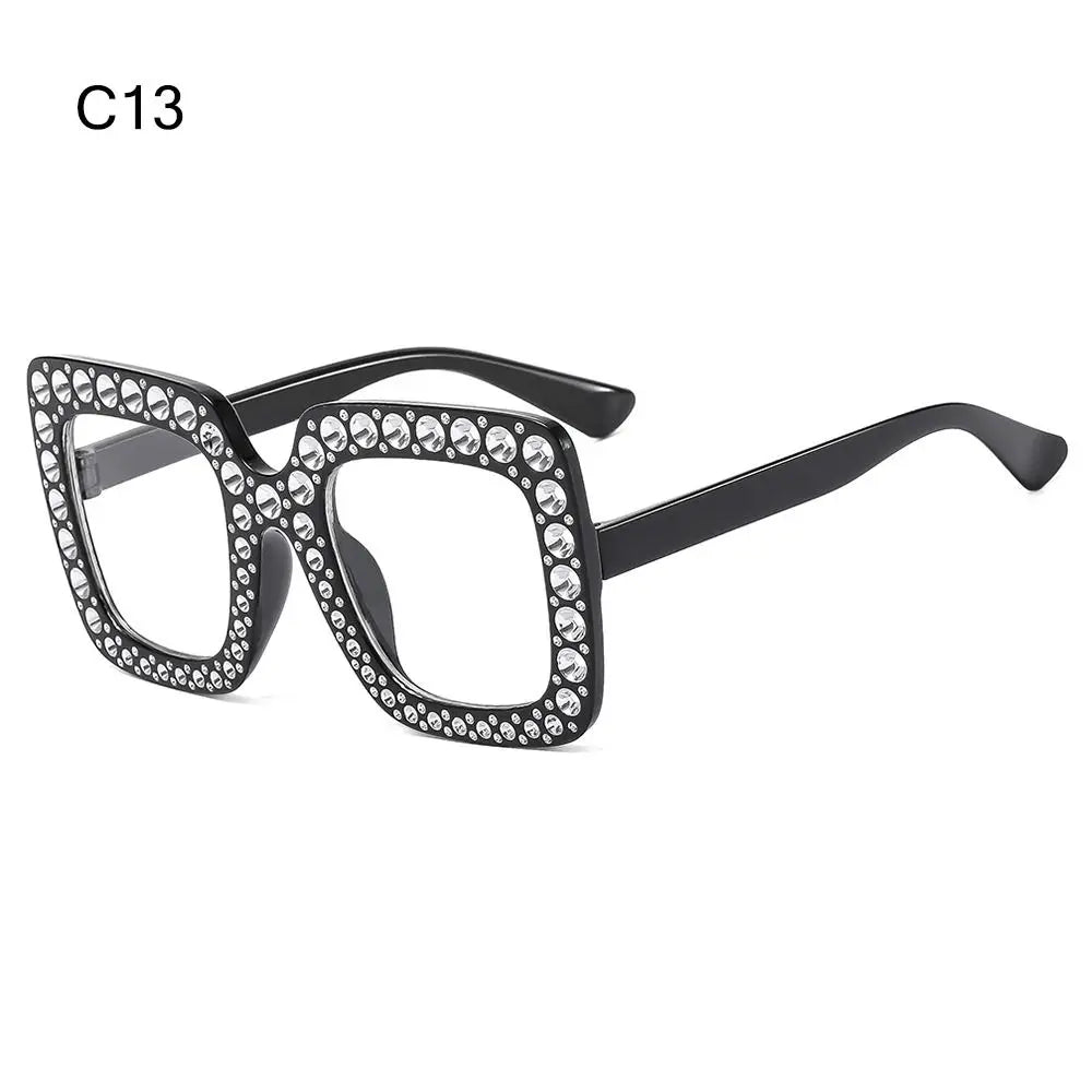 Bling Crystal Sunglasses for Kids Fashion Rhinestone Square Sun Glasses Children Trendy Retro Sparkling Shades UV400 Eyewear Quake C13