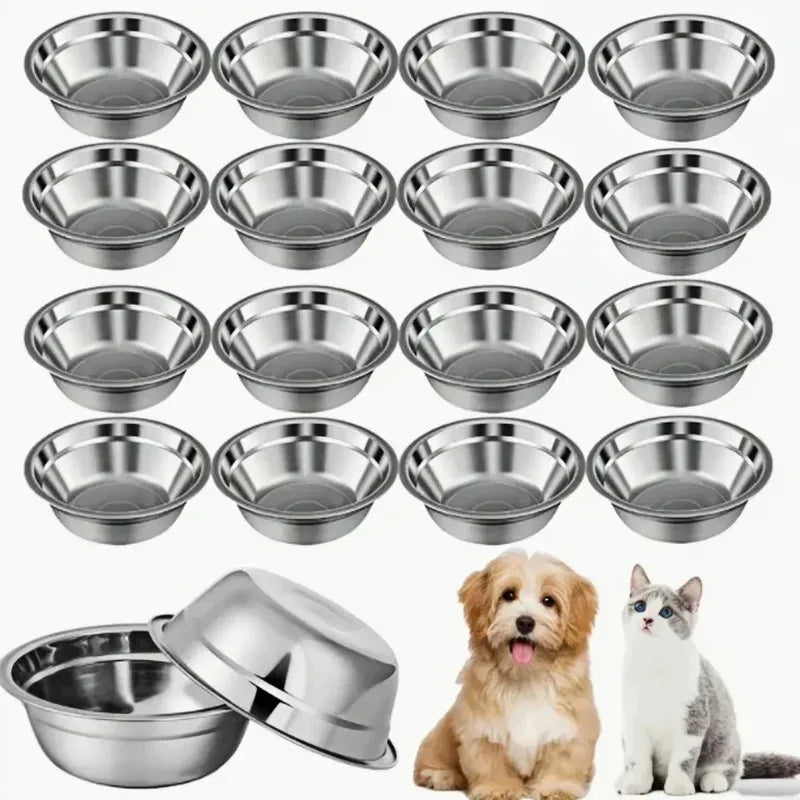 Stainless Steel Anti-Slip Pet Bowls Set for Cage Use - 6/18 Pieces Dog And Cat Feeding Plates Quake