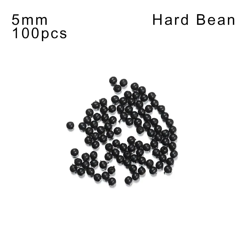 High Quality Plastic Stoppers Night Black Fishing Floats Beads Round Soft and hard bean Quake Hard Bean-5mm