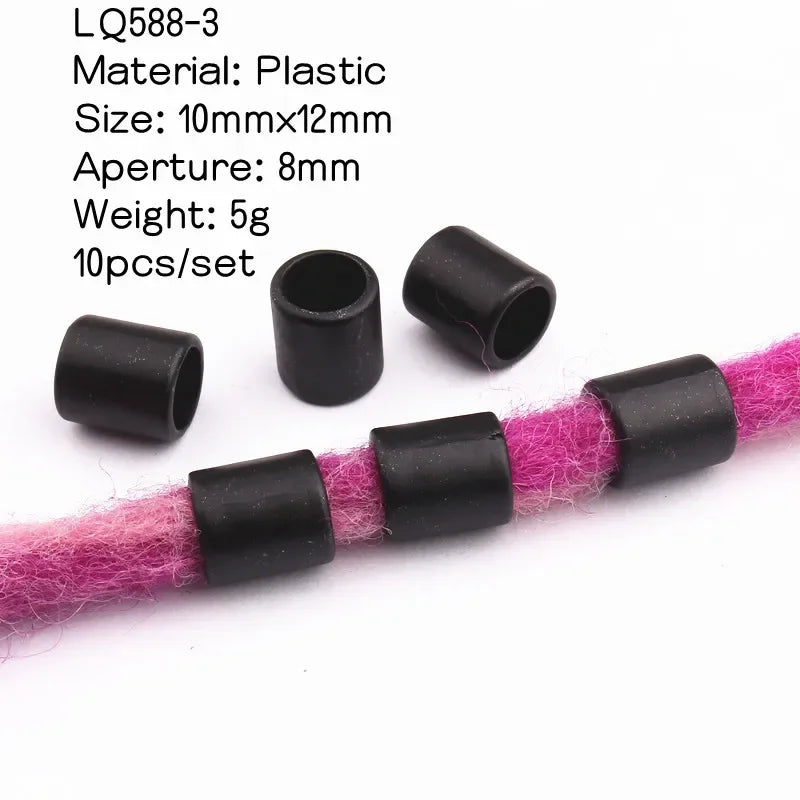 10pcs Hair Beads Rings Beads Braiding Hair Clips for Women Girls Cuffs Tubes Charms Dreadlock Hair Styling Tools Accessories Quake 10pcs LQ588-3