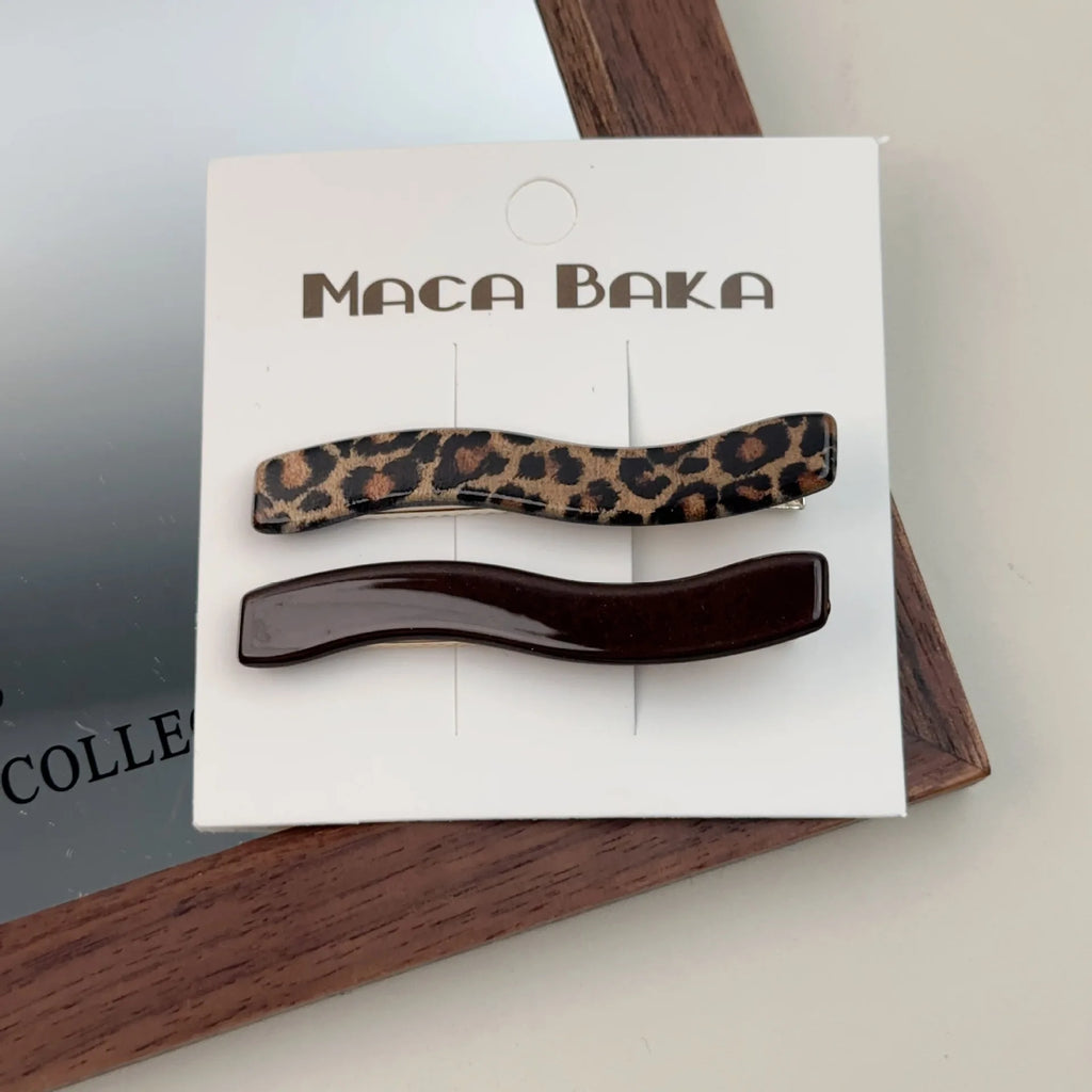 Korean Leopard Print Coffee Color Hair Clips Retro Texture Bangs Hairpins Sweet Spicy Girls Duckbill Clip Bangs Clips Hairpins Quake bl