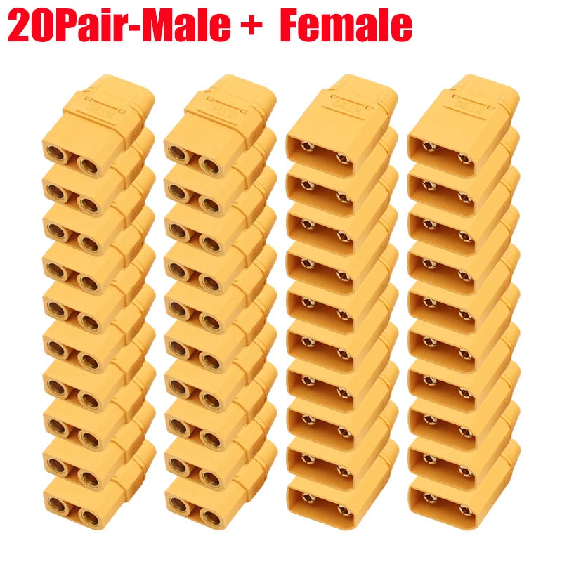 20/1Pairs Male Female XT90 Terminal Plugs for RC Lipo Battery Drone Boat Airplane Welding Wire Cable Adapters Connector Plugs Quake 20Pair-Mixed
