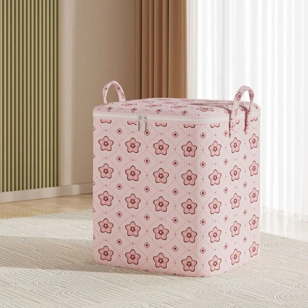 With Handle Clothes Storage Bins Foldable Large Capacity Quilt Storage Bag Clothes Organizer Cherry Blossom Quake