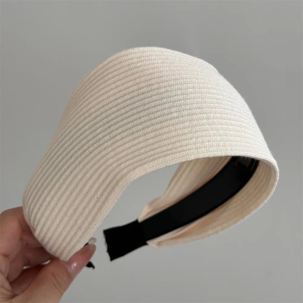 Solid Color Wide Edge Headband Vintage Non Slip Headbands for Women Girls French Temperament Atmosphere Hair Styling Accessories Quake milk white