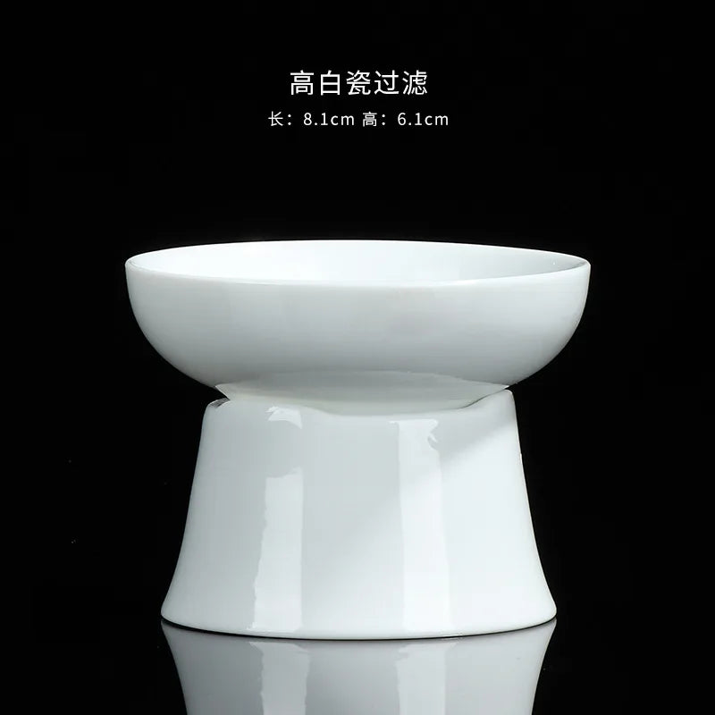 Mutton fat jade white porcelain tea drain ceramic filter kung fu tea set accessories for home tea filter Quake WHITE