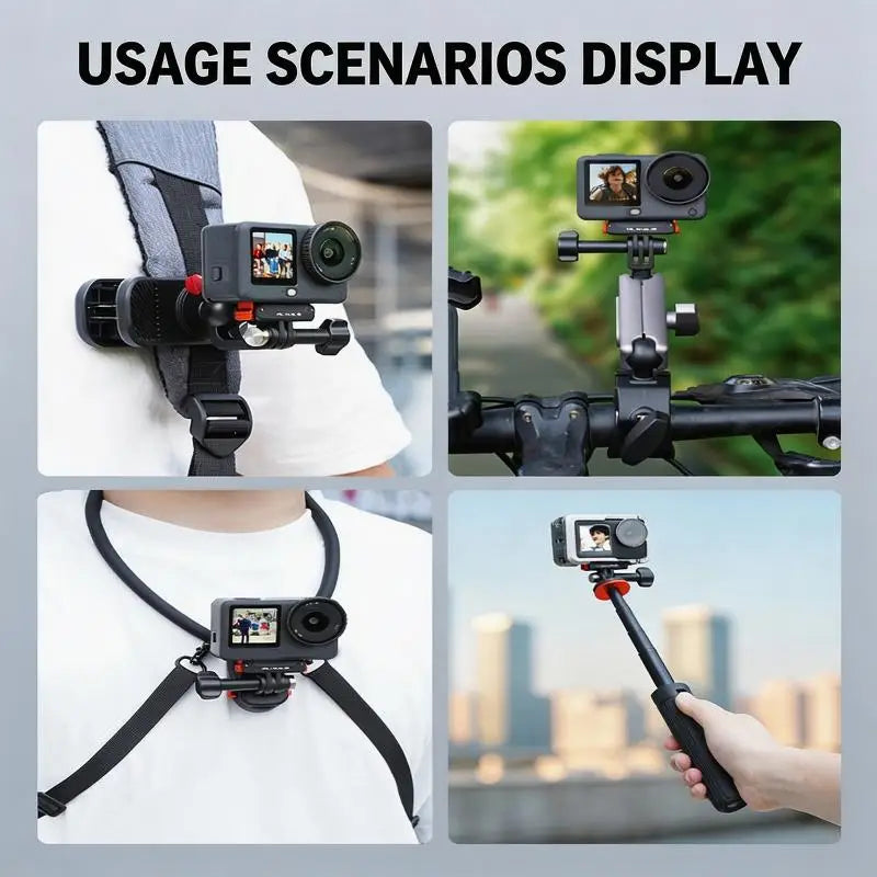 Quick Release Camera Mount Base with Top Dock Two-Prongs Mounting for ACTION 6/4/3 and Grip Pad Surfaces for and K1KF Quake