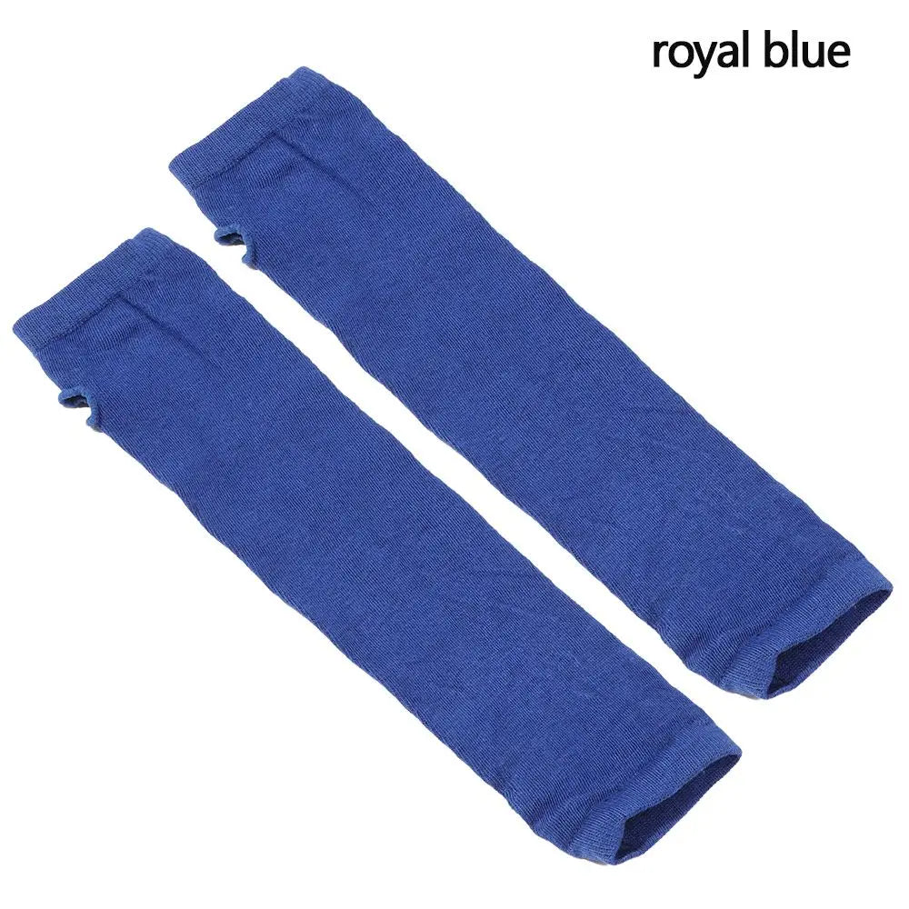 Striped Cotton Long Sleeve Fingerless Long Gloves Handschoenen Wristband Arm Warmer Elbow Mittens Quake royal blue