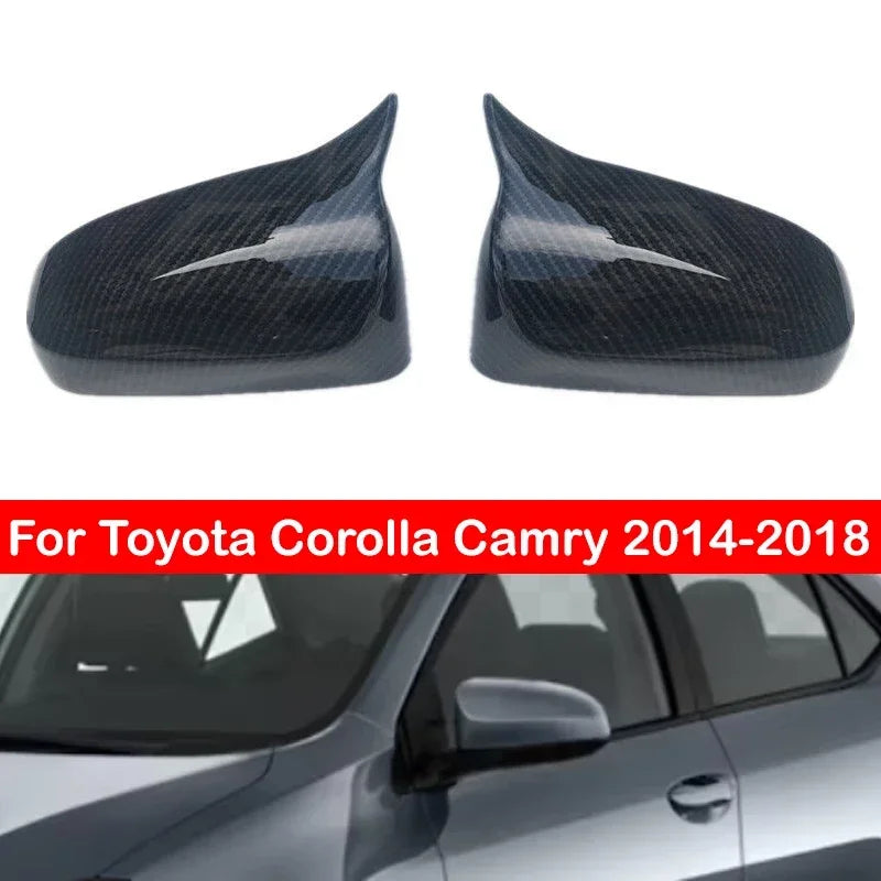 For Toyota Corolla Camry Aygo 2014-2018 Car Rearview Side Mirror Cover Wing Cap Sticker Exterior Door Rear View Case Trim Carbon Quake Default Title