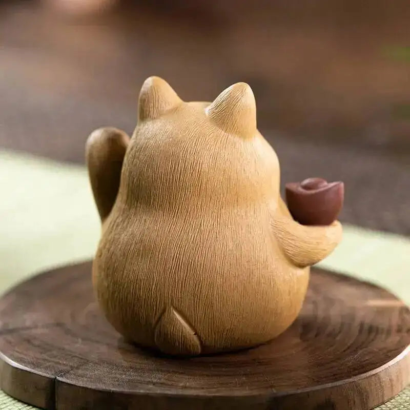 Zisha Tea Pet Cat Ornament Sculpture Zhaocai Cat Tea Pet Tea Mat Accessories Ceramic Tea Pet Quake