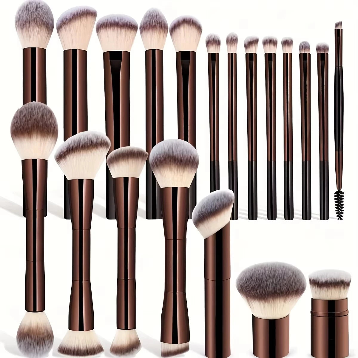 Professional Makeup Brush Set with Aluminum Handles and Soft Synthetic Bristles for Foundation, Powder, Blush, Contour, Eyeshado Quake 20 Pcs