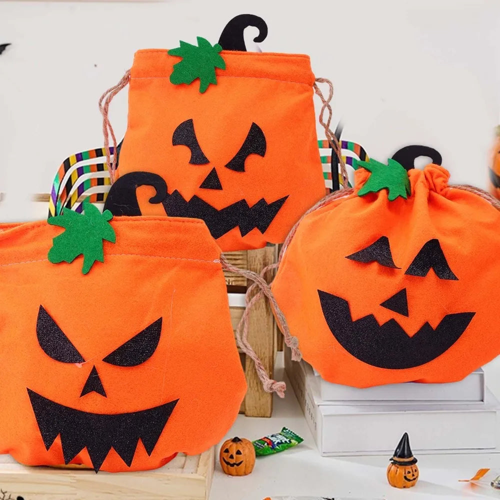 Halloween Pumpkin Ghost Face Tote Bags Children's Candy Gift Bag Large Drawstring Bag Storage Pouch Halloween Party Decoration Quake