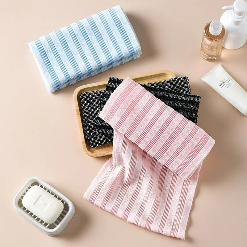 Long Nylon Exfoliating Bath Towel Multi-color Body Scrub Wash Cloth Quick Dry Back Shower Towel for Deep Skin Cleaning Dead Skin Quake