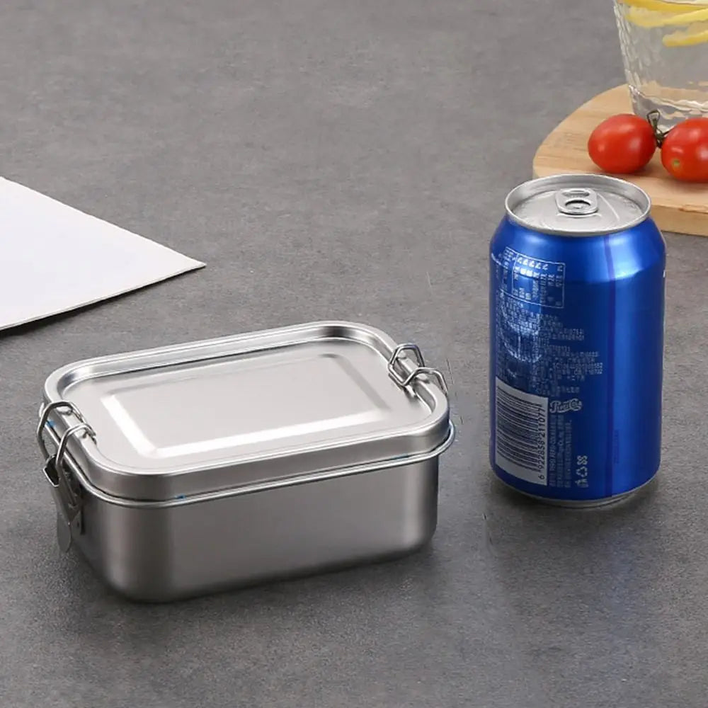 Portable Stainless Steel Bento Box Square Leakproof Lunch Box Large Capacity with Lid Lunch Container Outdoor Quake 550ml-no spacer