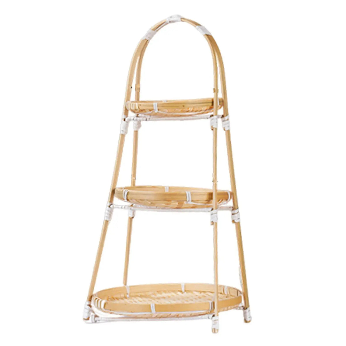 Woven Tray Lightweight Bamboo Snack Basket Multipurpose Organizer for Cookies Serving Cafe Indoor Quake 3 Layer