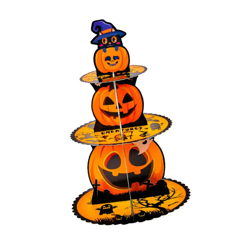 Halloween Cupcake Stand 3 Tier Halloween Party Pumpkin Cake Stand Cake Dessert Stand for Baby Shower Birthday Party Supplies Quake