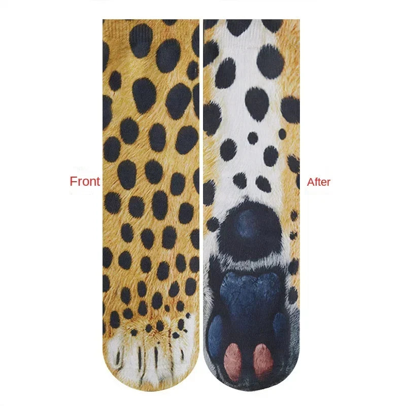 3D animal shaped socks with cute patterns and digital printing simulation fun home personalized socks Quake Leopard 40cm