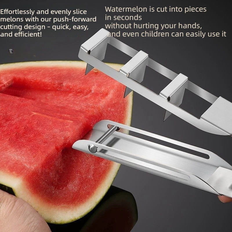 Multifunctional Stainless Steel Watermelon Slicer Quick Fruit Cutter Melon Divider, Kitchen Gadget for Home Use Quake