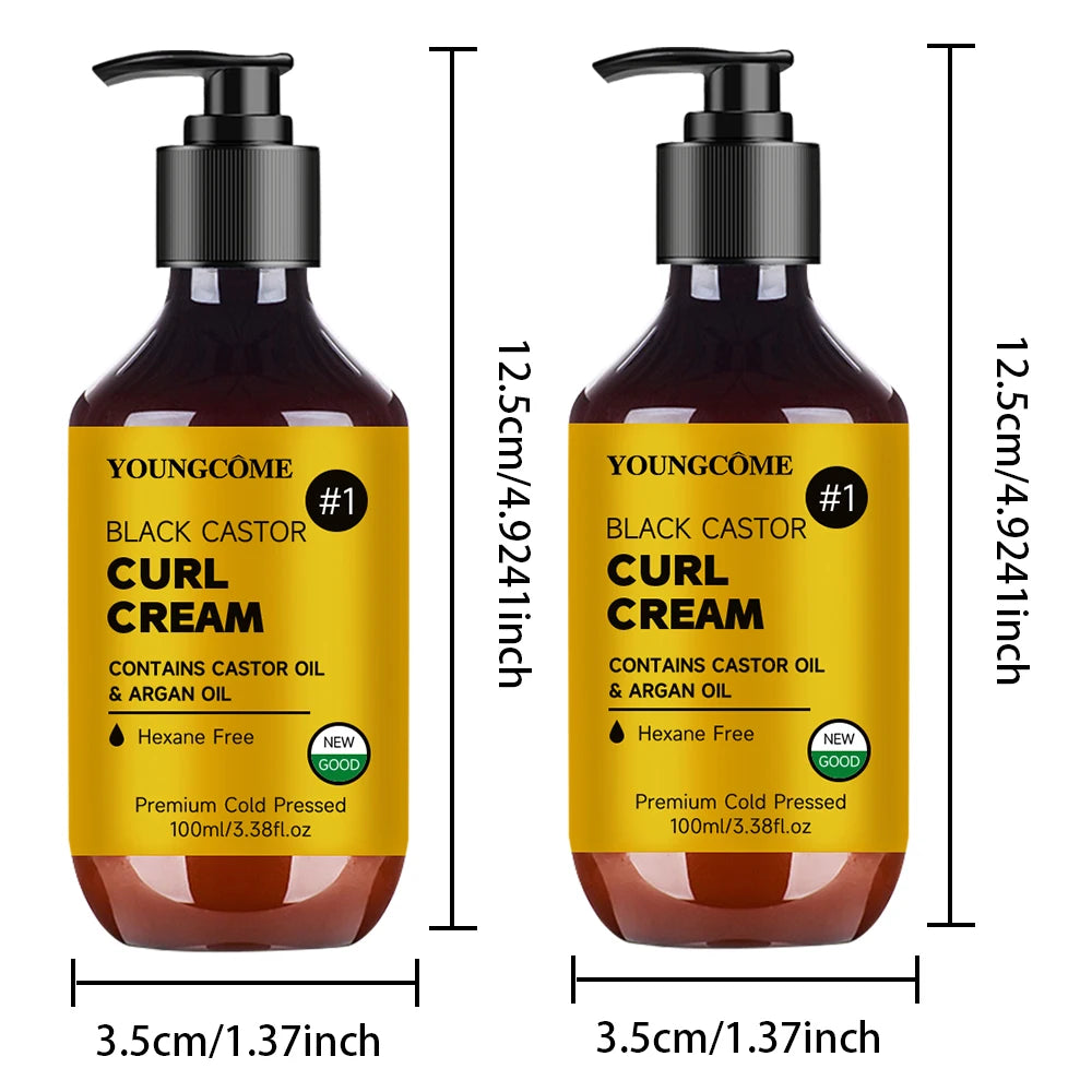 Castor Oil Hair Cream Clean Strengthen Hair Root Reduce Dandruff Improve Dryness Anti Frizzy Nourish Repair Damaged Hair Care Quake 100ml 2pcs