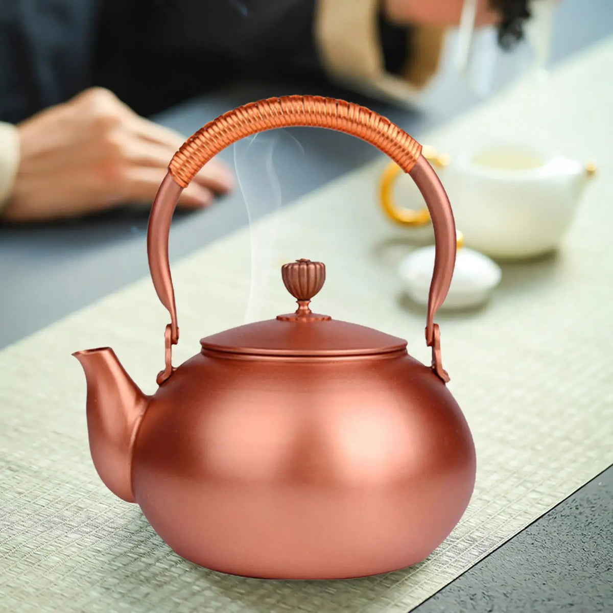 Copper Pot with Insulated Handle Stove Top Water Kettle 1.2L Quake