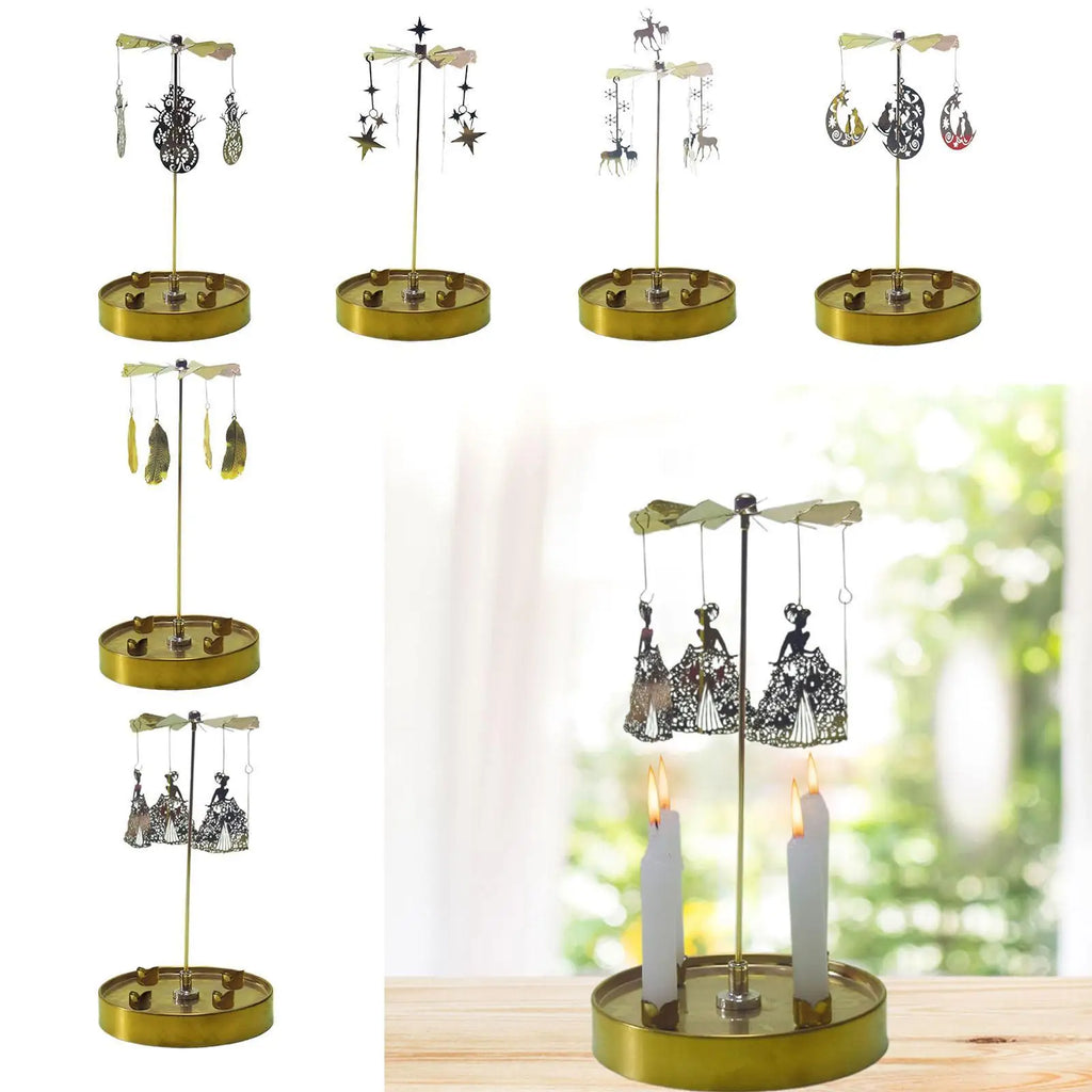 Spinning Candle Holder Party Decor Table Centerpiece Rotating Candle Holder for Christmas Wedding Living Room Friends Gathering Quake