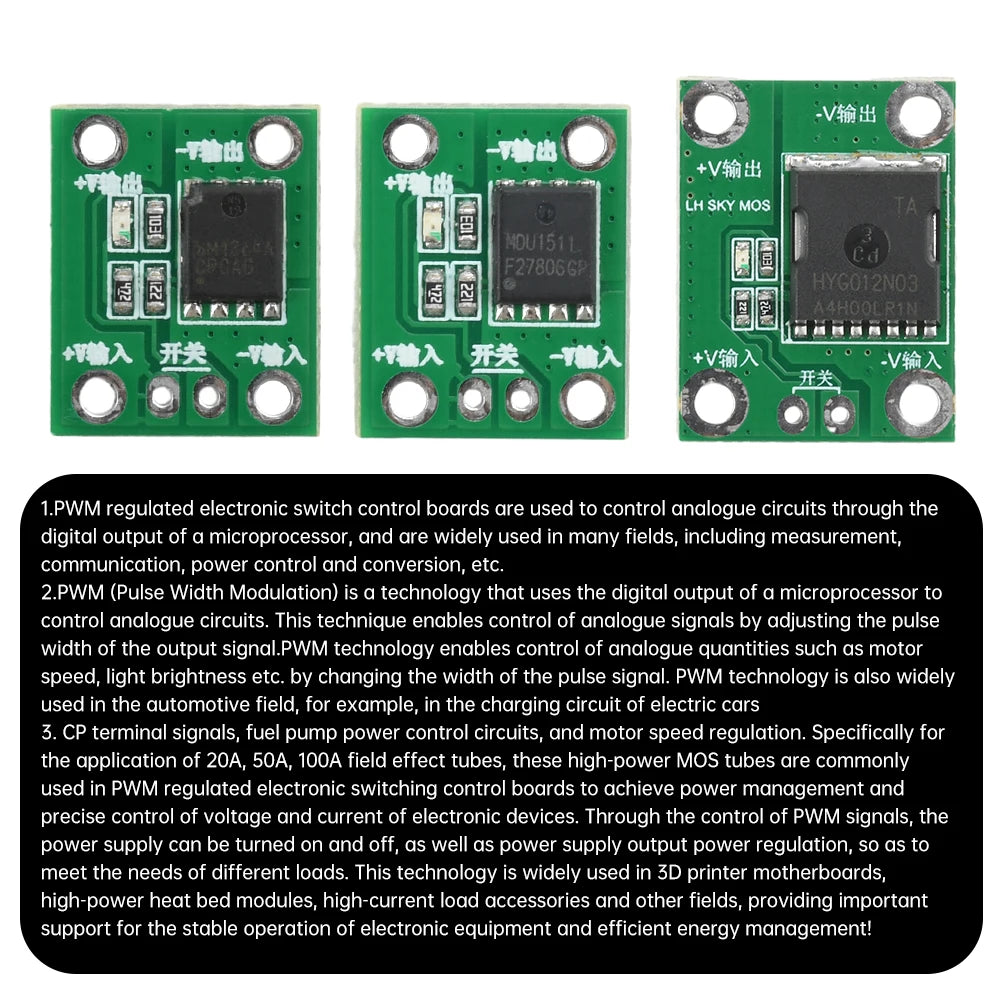 20A 50A 100A 5-26V High Power MOS Trigger Switch Driver Module Field Effect Tube PWM Regulation Electronic Switch Control Quake