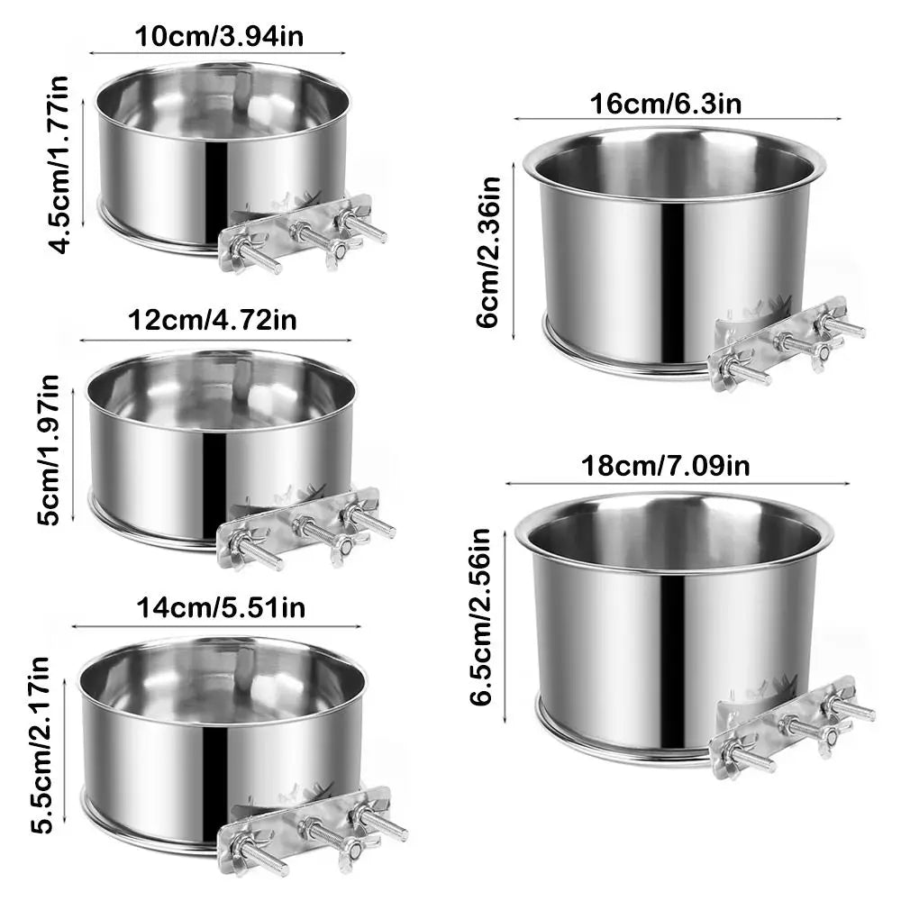 New Stainless Steel Pet Bowl Anti-gnawing Hanging Pet Feeder Cage Food Dispenser Parrot Bird Quake