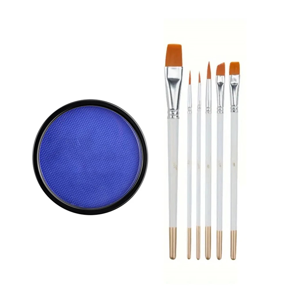 30G Water Solubility Monochromatic Body Paint Black And White Makeup Face Paint Halloween Party Waterproof Makeup Body Painting Quake 2PCS with brushe 4