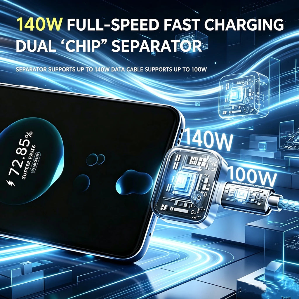 Auto-Disconnect Charging Adapter 140W Type-C Fast Charge Safety Separator Automatically Cut Power Eject Phone When Fully Charged Quake