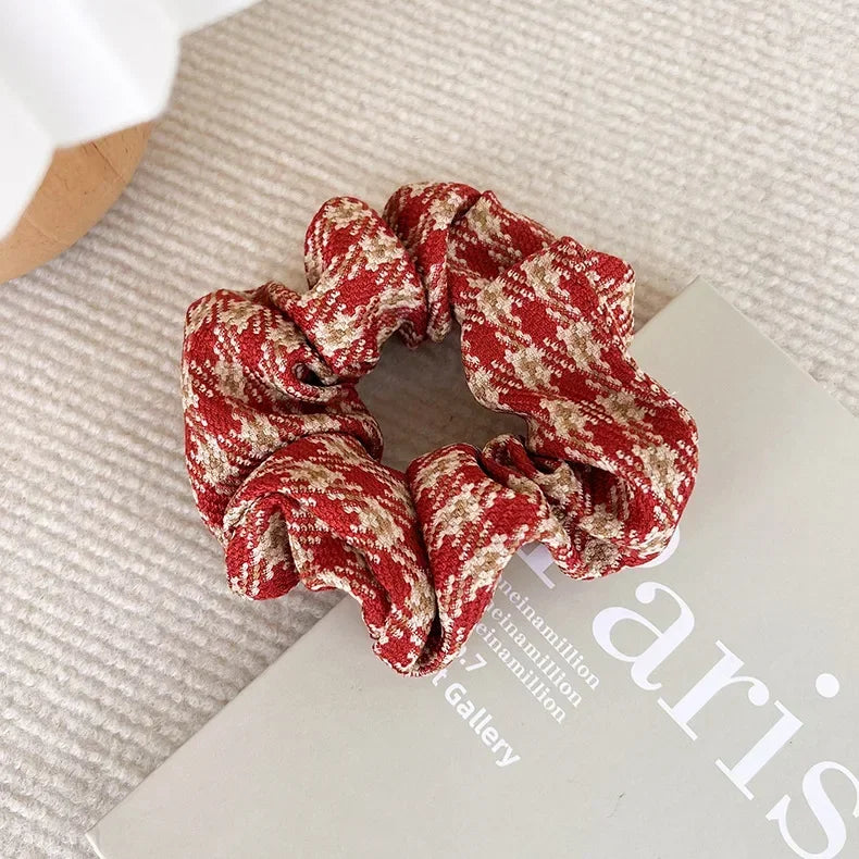 Red Hair Scrunchies Women Girls Sweet Hair Rope Ties Christmas Hair Accessories Elastic Headbands Ponytail Holder Rubber Bands Quake 22320