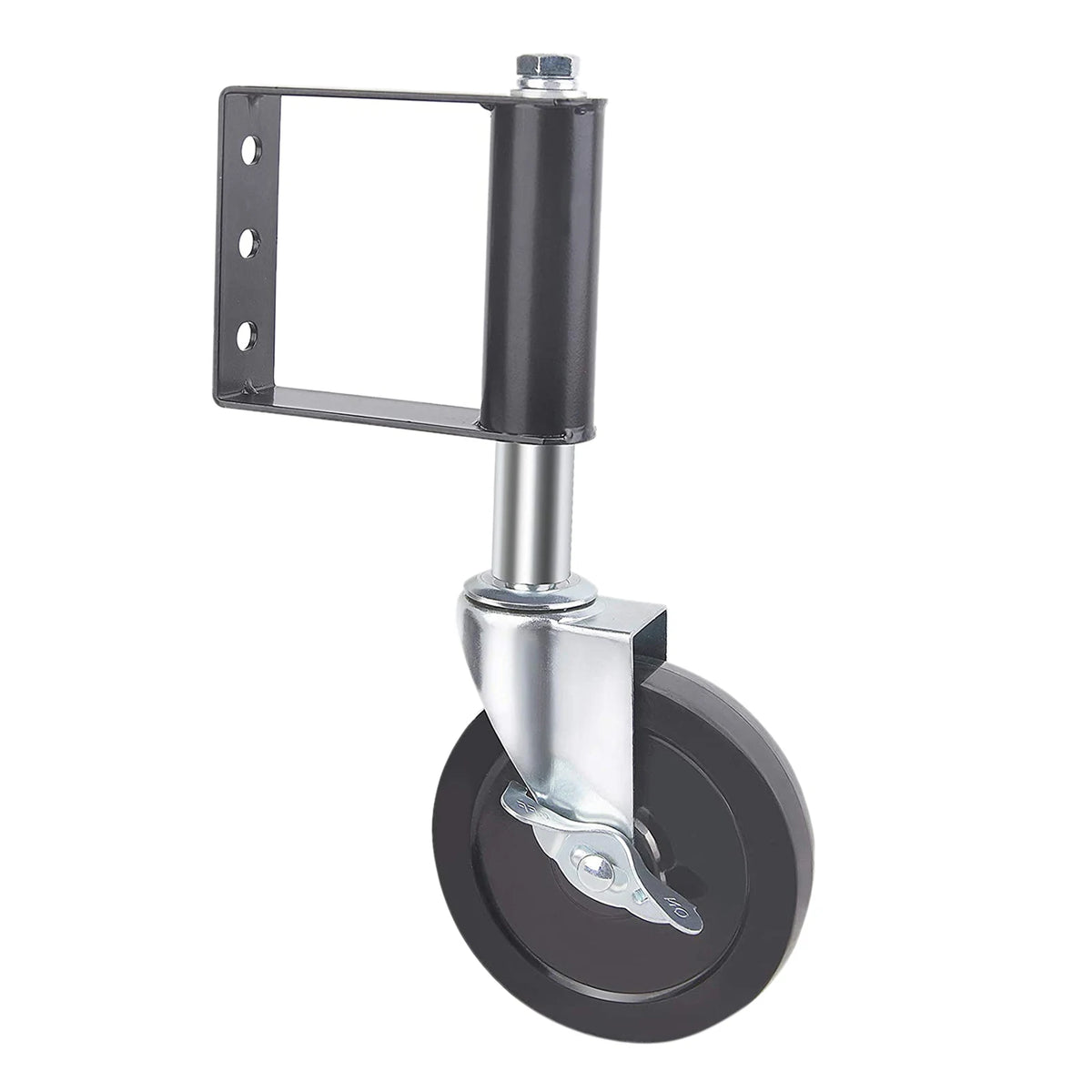 Spring Loaded Gate Wheel Caster Hard Rubber Gate Wheel Suspension Black Quake
