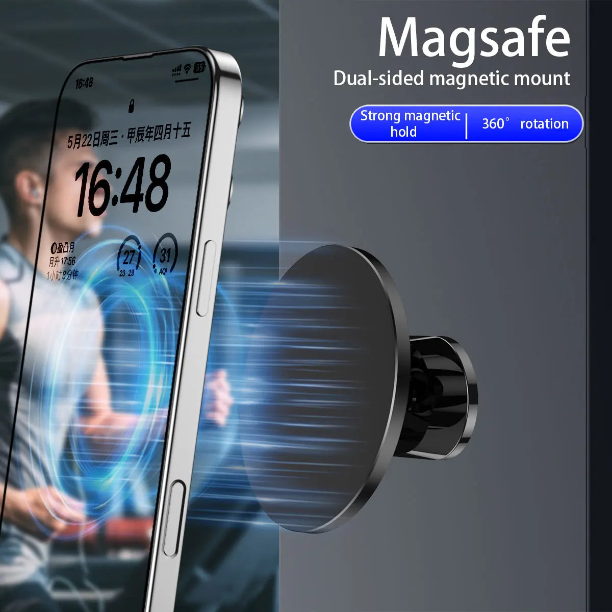 Double sided Magnetic Phone 360 Holder Stand Mobile Cell For Phone Quake GRAY