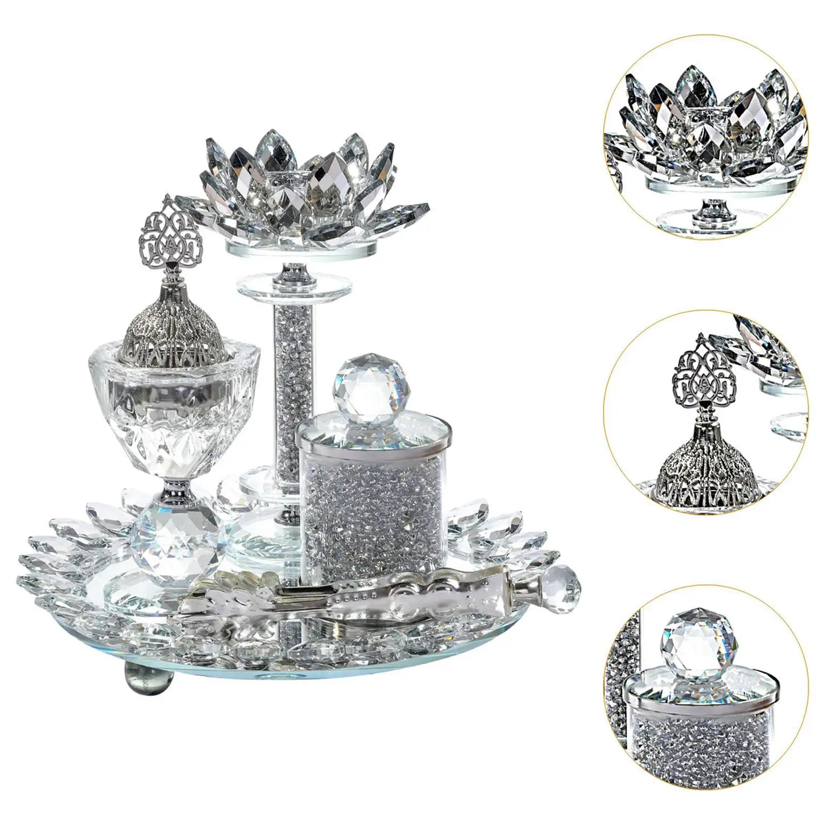 Glass Incense Burner Set with Storage Jar Traditional Clip Friends Gift Censer for SPA Cafes Holiday Home Fragrance Living Room Quake