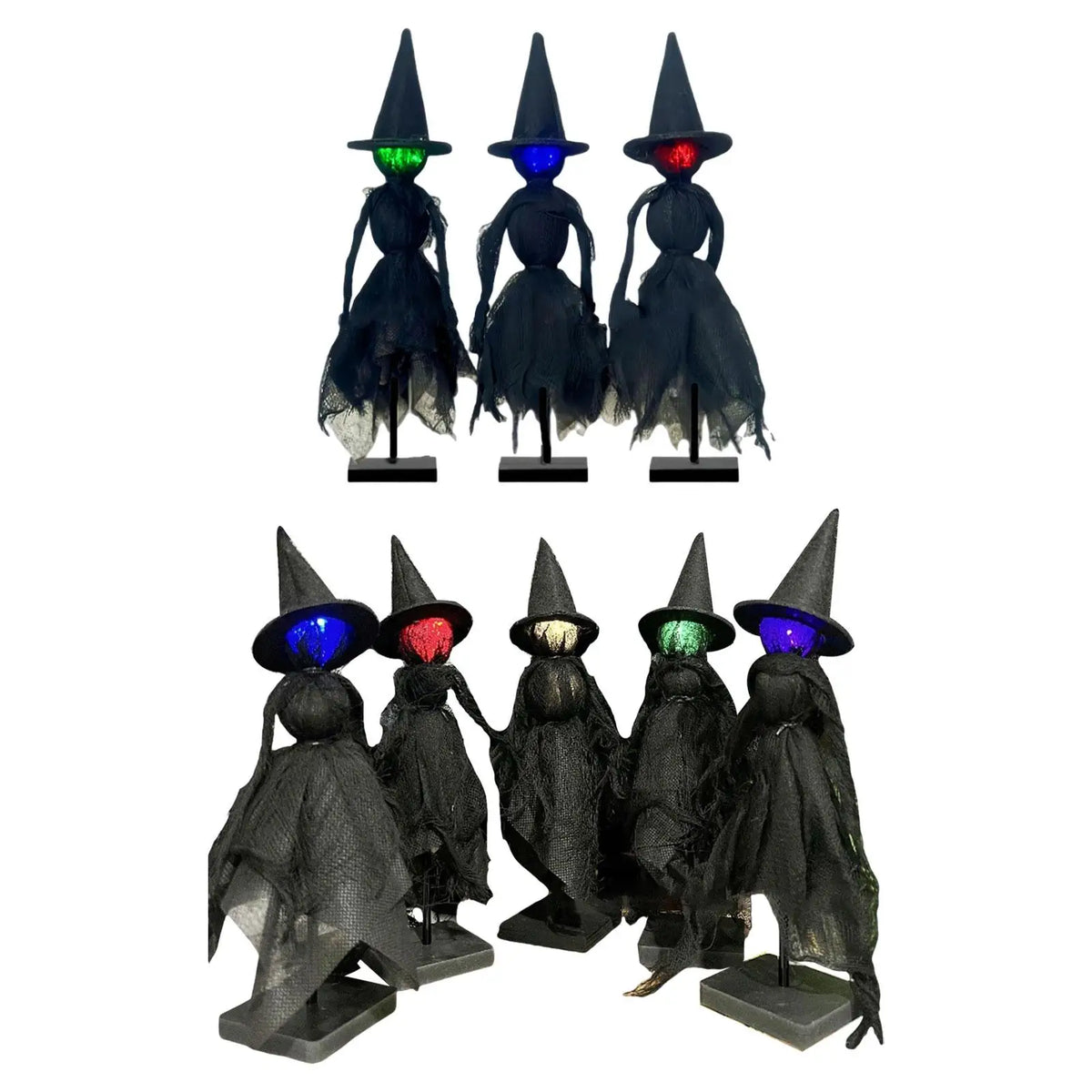 Primitive Witch Figurines Lighted Statues Handcraft Creative Craft Sculptures Halloween Decor for Party Shelf Mantel Indoor Quake