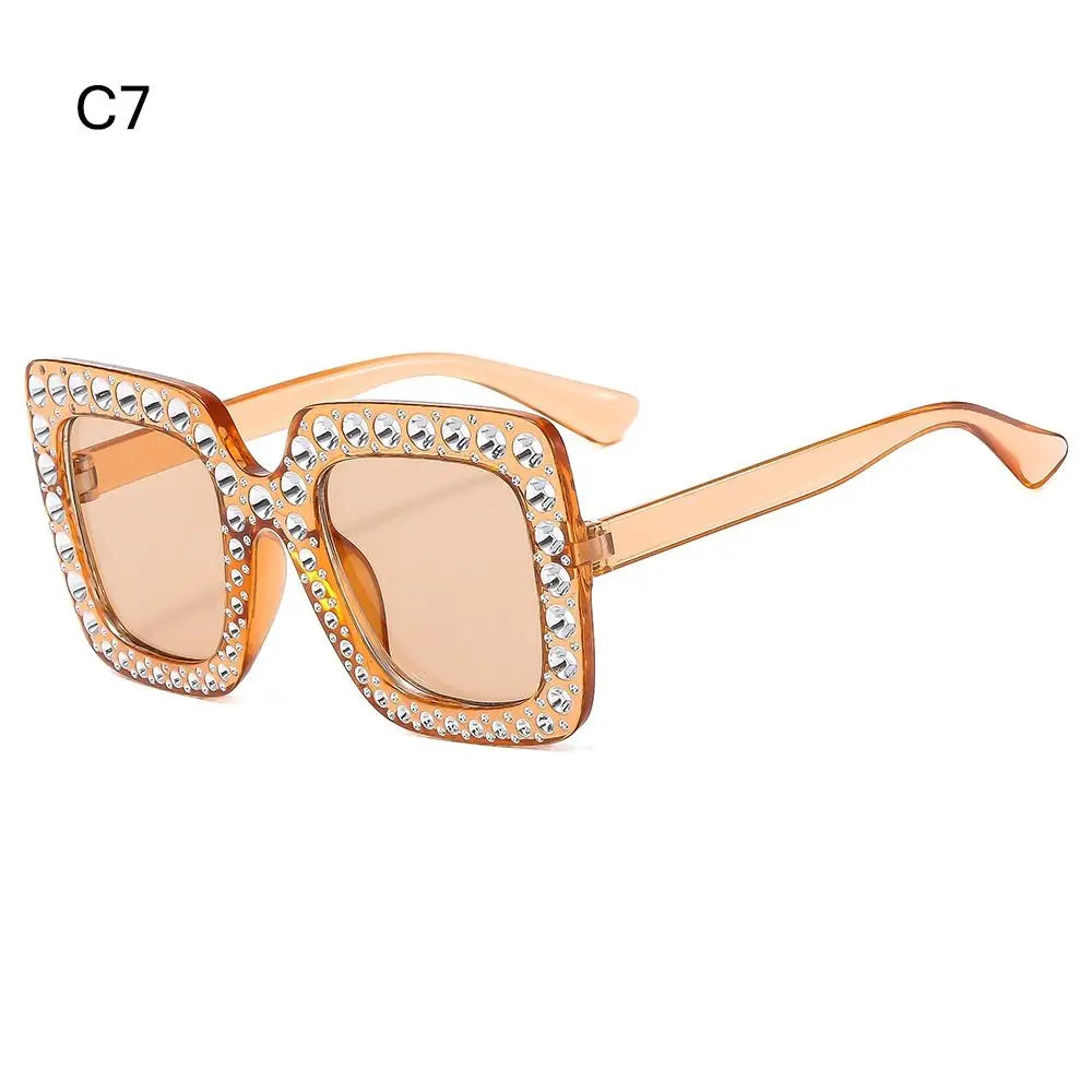 Bling Crystal Sunglasses for Kids Fashion Rhinestone Square Sun Glasses Children Trendy Retro Sparkling Shades UV400 Eyewear Quake C7