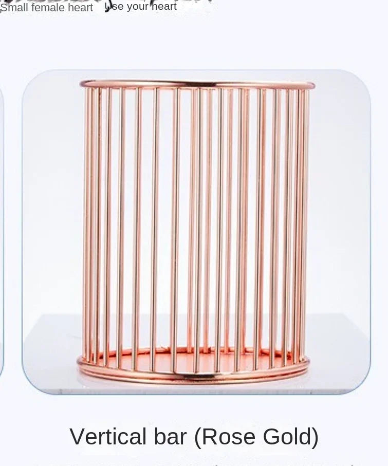 Nordic Metal Wrought Iron Storage Finishing Basket Stationery Makeup Brush Storage Bucket Multi-function Quake No.1